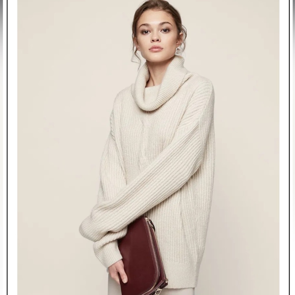 Reiss Monica Cream Knit Sweater size L Like New